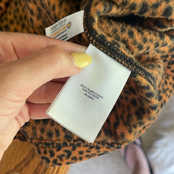 Lands’ End Women's Fleece Quarter Zip Burnt Caramel Leopard Print Medium - Picture 6 of 6
